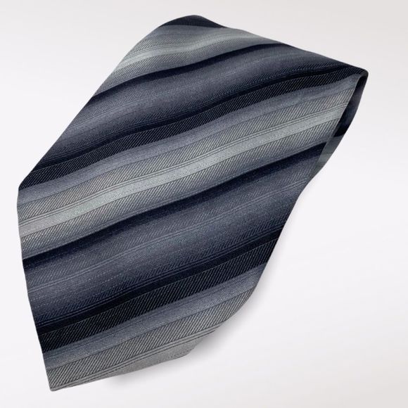 Alexander JULIAN | Black & Gray Toned Striped Tie - Picture 1 of 4